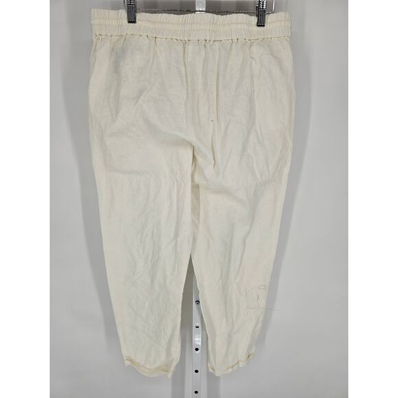 J Crew Womens Sz 14 Linen Blend Jogger Pants White Pull On - Picture 4 of 6